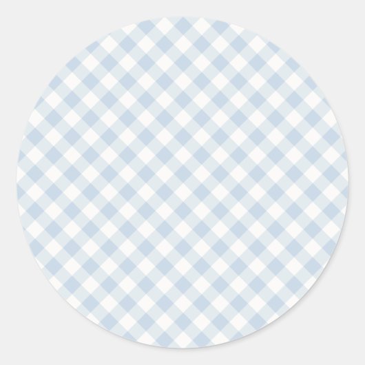 Vroeg Herfst Retro Gingham | Stofblauw Ronde Sticker (Voorkant)