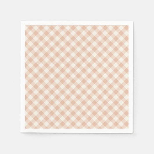 Vroeg Herfst Retro Gingham | Warm Abrikoos Servet (Voorkant)