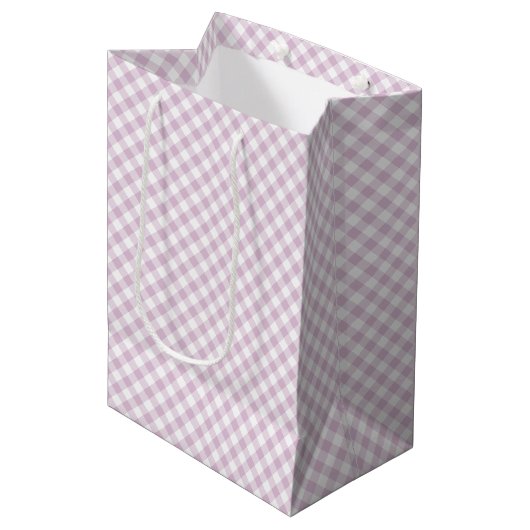 Vroeg Herfst Retro Gingham | Warm Lila Medium Cadeauzakje (Voorkant Gekanteld)