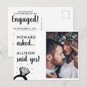 Vroeg Ja Gezegd Naam Verloving RIng Foto Verloving Aankondigingskaart (Voorkant / Achterkant)