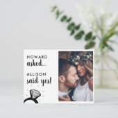 Vroeg Ja Gezegd Naam Verloving RIng Foto Verloving Aankondigingskaart (Staand voorkant)