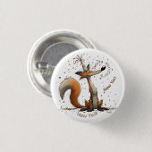 Vroeg Januari Vos Nieuwjaar Ronde Button 3,2 Cm (Voorkant /achterkant)