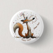 Vroeg Januari Vos Nieuwjaar Ronde Button 3,2 Cm (Voorkant)