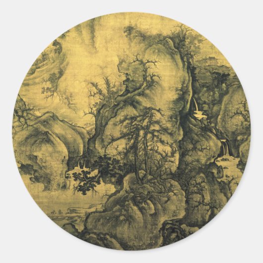 Vroeg Lente & Guo Xi - Chinese Kunst/keizerlijk Ch Ronde Sticker (Voorkant)