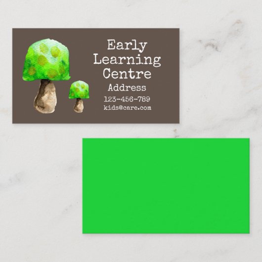 Vroeg Leren Kinderopvang schattig paddenstoel Visi Visitekaartje (Voorkant / Achterkant)
