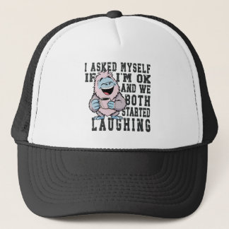 Vroeg mezelf af of alles ok is grappig, sarcastisc trucker pet