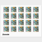 Vroeg ochtend zangvogel vierkante sticker (Vel)