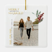 Vroeg of laat trouwen met Kerstmis, behalve datum  Keramisch Ornament (Achterkant)