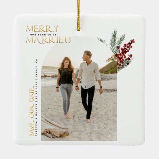 Vroeg of laat trouwen met Kerstmis, behalve datum  Keramisch Ornament (Achterkant)