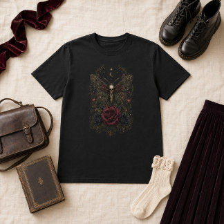 Vroeg-victoriaanse gotische doodshoofdvlinder bord t-shirt