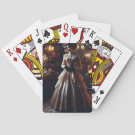 Vroeg-victoriaanse mysterieuze elegante vrouw pokerkaarten