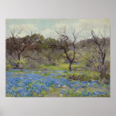 Vroeg Voorjaar—Bluebonnets en Mesquite Poster (Voorkant)