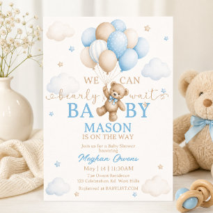 vroeg Wait Baby Shower   Teddy Bear Baby  Kaart