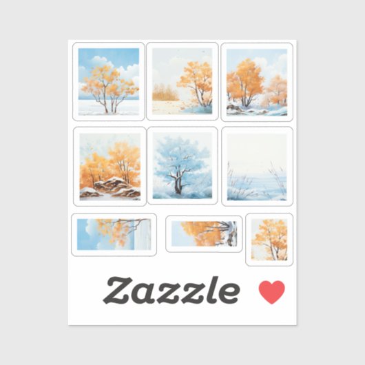 Vroeg winter Herfstbomen Mooie kleuren Sneeuw Sticker (Vel)