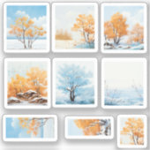 Vroeg winter Herfstbomen Mooie kleuren Sneeuw Sticker (Voorkant)