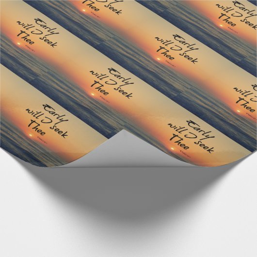 Vroeg zal ik het Bijbelvers Ocean Sunrise zoeken Cadeaupapier (Hoek)