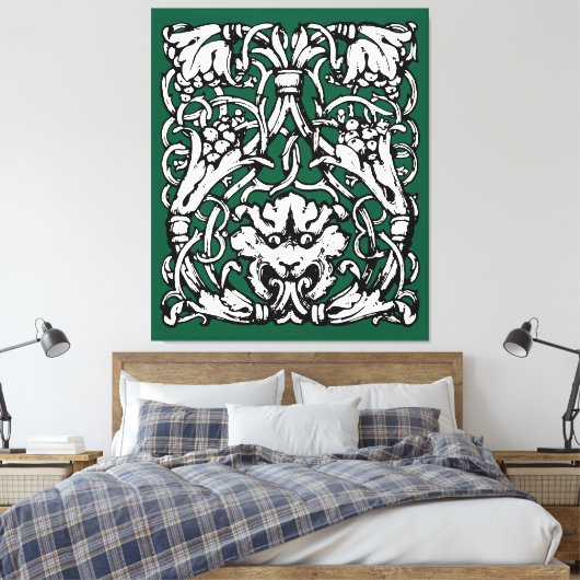 Vroege 20e Eeuwse Knotwerk Leeuw Canvas Afdruk (Insitu (Slaapkamer))