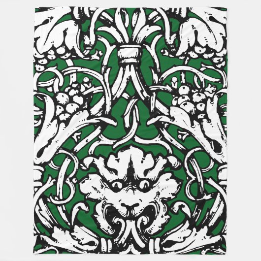 Vroege 20e Eeuwse Knotwerk Leeuw Fleece Deken (Voorkant)