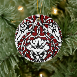 Vroege 20e Eeuwse Knotwerk Leeuw Keramisch Ornament