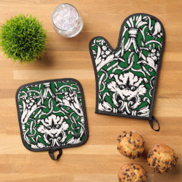 Vroege 20e Eeuwse Knotwerk Leeuw Ovenwant & Pannenlap Set