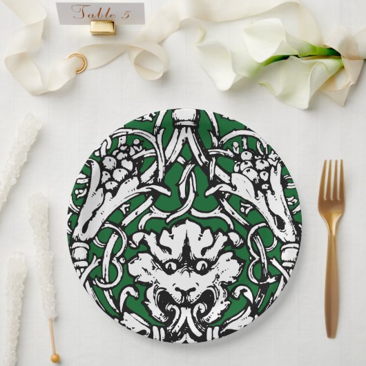 Vroege 20e Eeuwse Knotwerk Leeuw Papieren Bordje (Huwelijk)