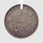 Vroege Amerikaanse Penny Ornament (achterkant)