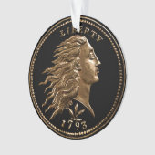 Vroege Amerikaanse Penny Ornament (voorkant)