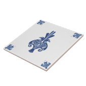 Vroege art Nieuw Nederlands Delft Blue Creats Tegeltje (Zijkant)