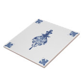 Vroege art Nieuw Nederlands Delft Blue Creats Tegeltje (Zijkant)