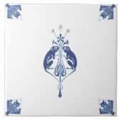 Vroege art Nieuw Nederlands Delft Blue Creats Tegeltje (Voorkant)