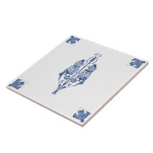 Vroege art Nieuw Nederlands Delft Blue Creats Tegeltje (Zijkant)