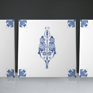 Vroege Art Nouveau Hollandse Delftsblauwe Wezens Tegeltje