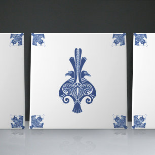Vroege Art Nouveau Hollandse Delftsblauwe Wezens Tegeltje