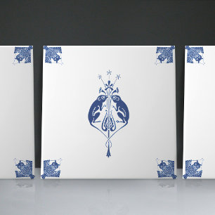 Vroege Art Nouveau Hollandse Delftsblauwe Wezens Tegeltje