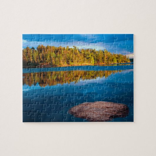 Vroege avondreflecties in de grenswateren legpuzzel (Horizontaal)