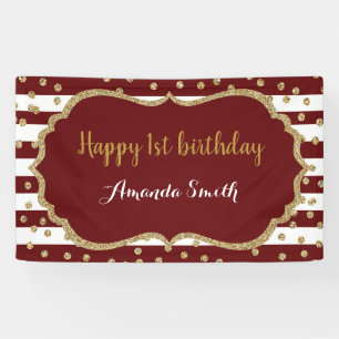 Vroege Banner Burgundy Gold Glitter