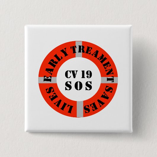 Vroege behandeling bespaart levens vierkante button 5,1 cm (Voorkant)