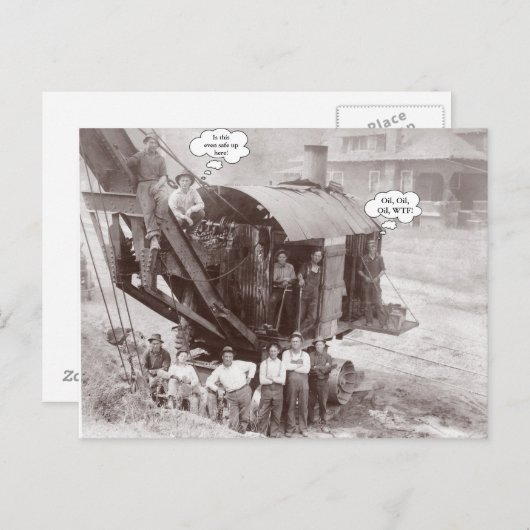 Vroege-bouwapparatuur kraanexploitant op de bemann briefkaart (Voorkant / Achterkant)