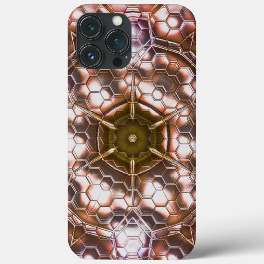 Vroege bruine kaleidoscoop van overlappende zeshoe Case-Mate iPhone case (Achterkant)