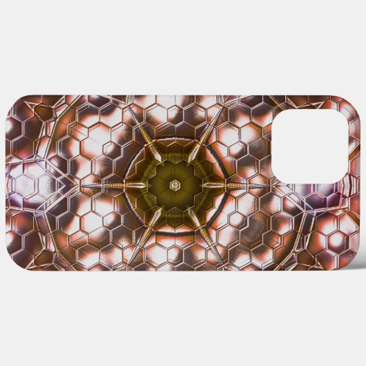 Vroege bruine kaleidoscoop van overlappende zeshoe Case-Mate iPhone case (Achterkant (horizontaal))