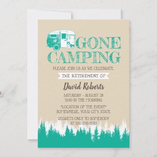 Vroege Camping Trailer Happy Camper Kaart (Voorkant)