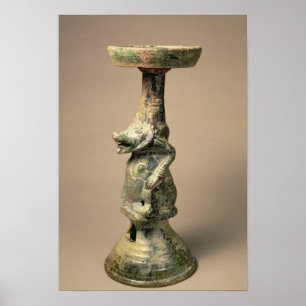 Vroege Chinese aardelamp, tombe-artefact Poster