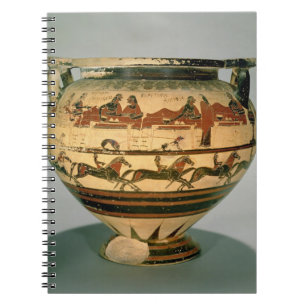 Vroege Corinthiische zwartfigurige zuil-krater afb Notitieboek