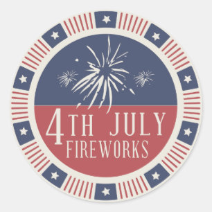 Vroege dag van onafhankelijkheid vierde juli vuurw ronde sticker