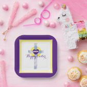 Vroege dag voor de wederopleving van de blauwe hem papieren bordje (Feest)