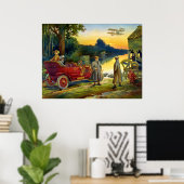 Vroege dagen van de auto - Vintage 1910 Poster (Thuiskantoor)