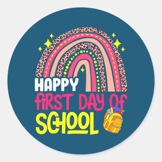 Vroege Eerste Dag van School 1e Dag Kind van Leerk Ronde Sticker (Voorkant)