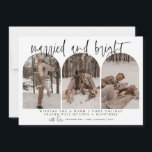 Vroege en gehuwde Pas getrouwd kerstkaart Modern<br><div class="desc">Deze vakantiekaart is voorzien van een prachtige calligrafie-lettertype in combinatie met een eenvoudige serif. Met deze prachtige moderne,  minimale kerstkaart kunnen drie afzonderlijke secties uw eigen perfecte afbeeldingen naar het lettertype uploaden.</div>