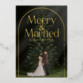 Vroege en gehuwde Pas getrouwd met kerstkaart Folie Uitnodiging (Voorkant)