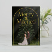 Vroege en gehuwde Pas getrouwd met kerstkaart Folie Uitnodiging (Staand Voorkant)
